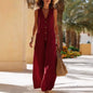 Women's Sleeveless Cotton-Linen Wide-Leg Jumpsuit – Button Pockets FitiqueFit