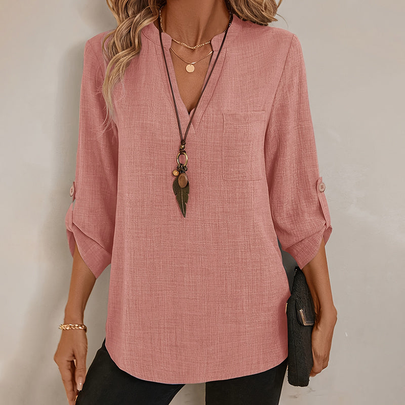 Womens Casual Summer Shirts Notch V Neck Blouses FitiqueFit