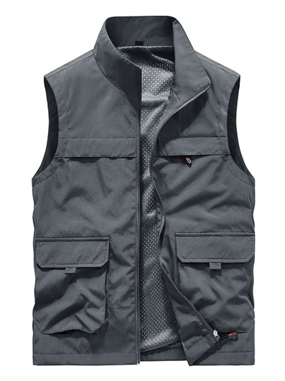 Men's Plus Size Multi-Pocket Zip Up Vest New Era Fashion LLc
