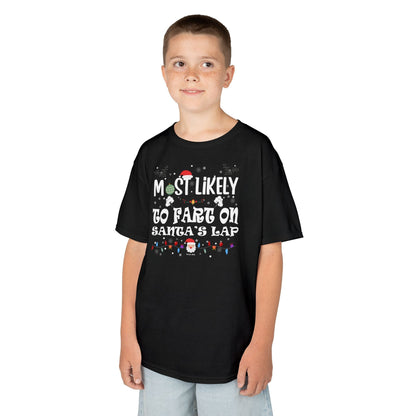 Most Likely To Fart On Santa's Lap Kids Tee The Devil's Pickle