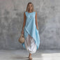 Solid-Color Sleeveless Loose-Fit Dress With Patch Pockets FitiqueFit