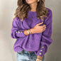 Long Sleeve Round Neck Button Knit T-shirt See size chart under “more details” The Fashion Celestial