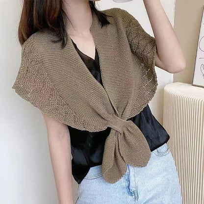 Women'S Stylish Openwork Yarn Shawl - Lightweight, Breathable Polyester, Perfect for Layering or Standalone Outfits, Machine Washable, Weekend Casual Wrap | Versatile Shawl | Stylish Knitwear, Shawls for Winter NovaCart