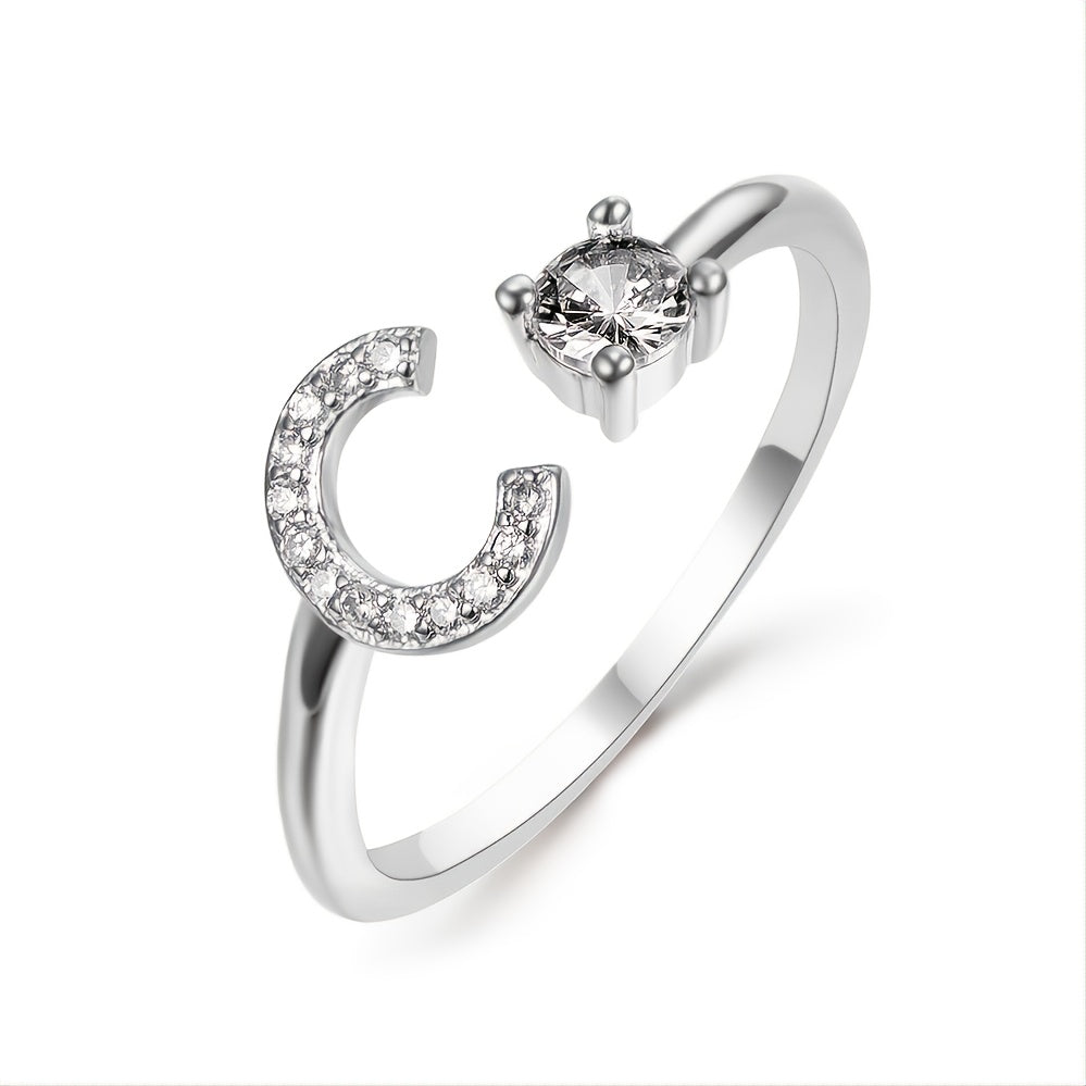 Popular Fashion Silvery AZ Letter Ring Initials Wedding Love Couple Rings Bridesmaid Gift NovaCart