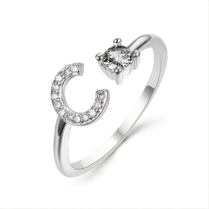Popular Fashion Silvery AZ Letter Ring Initials Wedding Love Couple Rings Bridesmaid Gift NovaCart