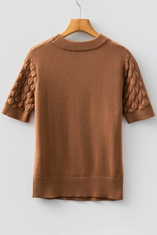 Fish Scale Textured Knit Short Sleeve Sweater Shop Style & More | Fresh Looks, Everyday Deals & Free Shipping
