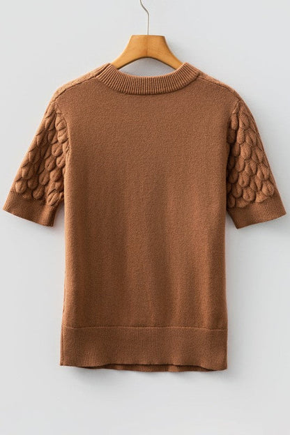 Fish Scale Textured Knit Short Sleeve Sweater Shop Style & More | Fresh Looks, Everyday Deals & Free Shipping