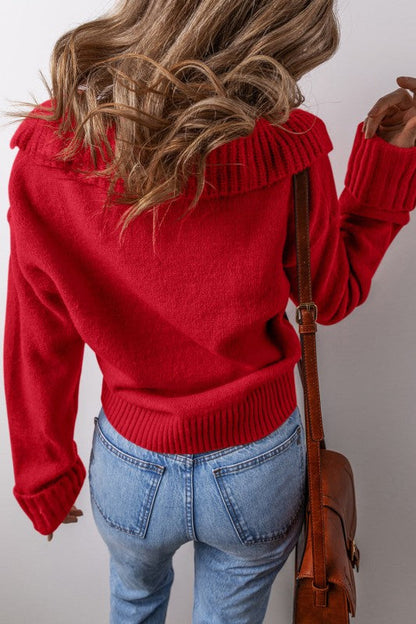 Solid Collared V-Neck Ribbed Edge Sweater Shop Style & More | Fresh Looks, Everyday Deals & Free Shipping