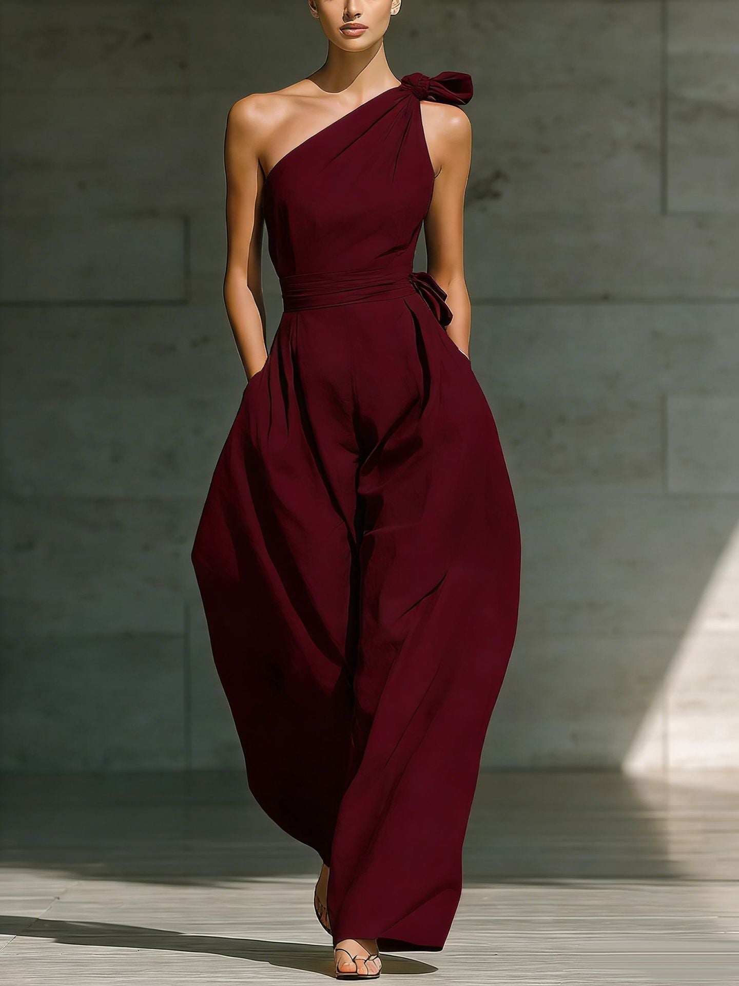 Women's Sleeveless Halter Neck Cinched Waist Slim Jumpsuit – 6 Colors S–2XL FitiqueFit