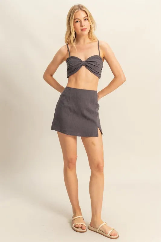 HYFVE Ruched Bra Top and Mini Skirt Set West2East Surf