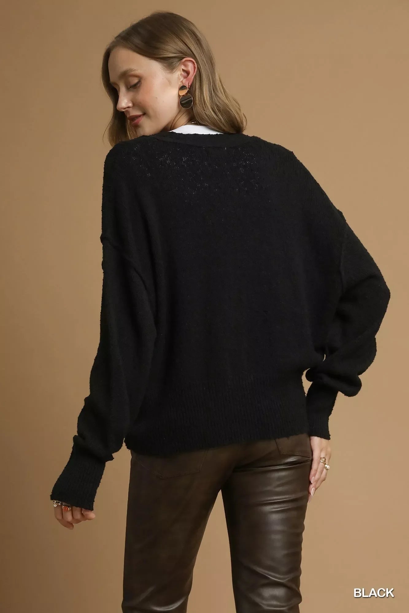 Umgee Button-Front V-Neck Knit Cardigan FitiqueFit