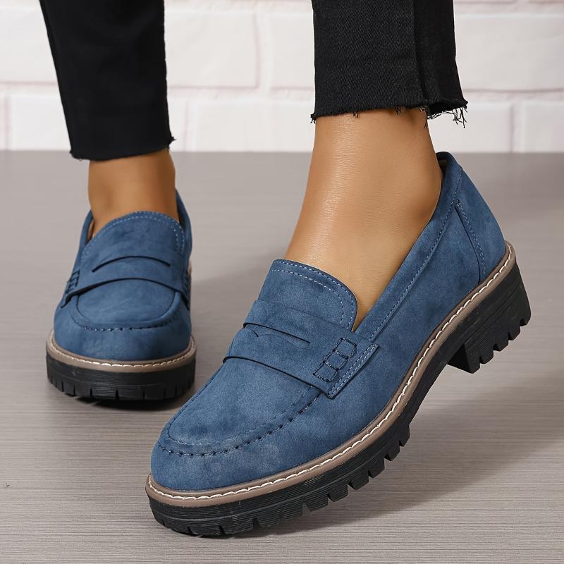 Thick-Sole Solid Color Loafers Women | Trendy Chunky Flats FitiqueFit