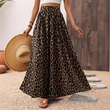 High Waist Midi Skirt Fabric Leopard Print Grayceful LLC
