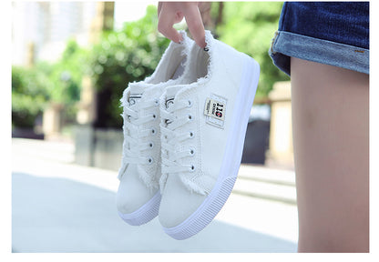 Women'S Casual Round Toe Solid Color Canvas Shoes, Small White, Flat Bottom, PVC Sole, Fabric Upper And Insole, Hand Wash, No Dry Clean, Spring, Autumn, All Season 2022 NovaCart