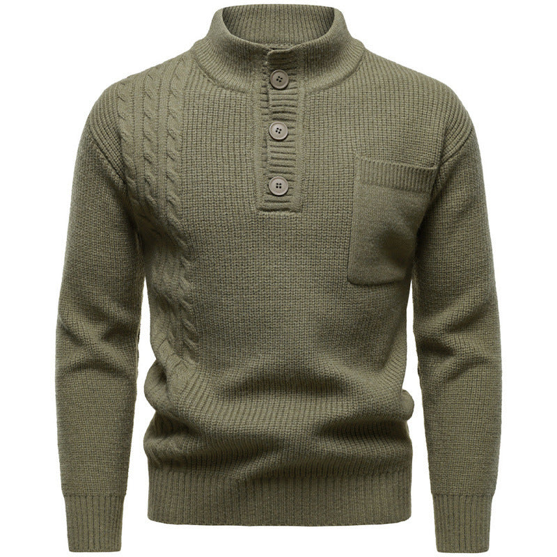 Men's Fashion British Henry Stand Collar Sweater Grayceful LLC