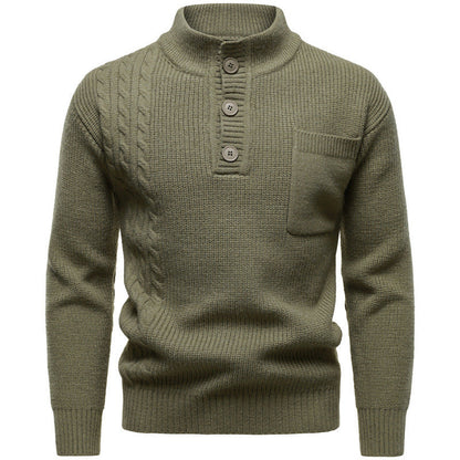 Men's Fashion British Henry Stand Collar Sweater Grayceful LLC