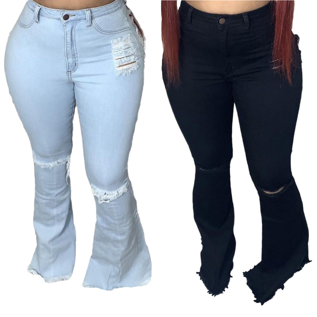 Fashion Trendy Unique Jeans Stretch Plus Size Bell-bottom Pants See size chart under “more details” The Fashion Celestial