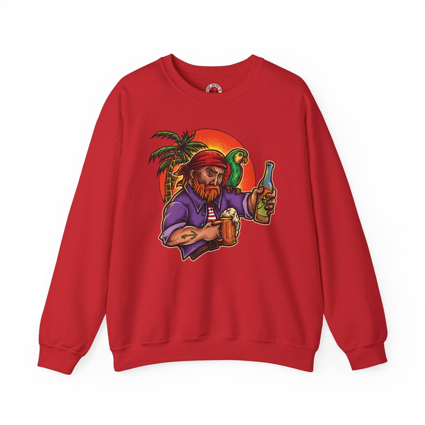 Sunset Pirate Beer Crewneck Sweatshirt The Devil's Pickle