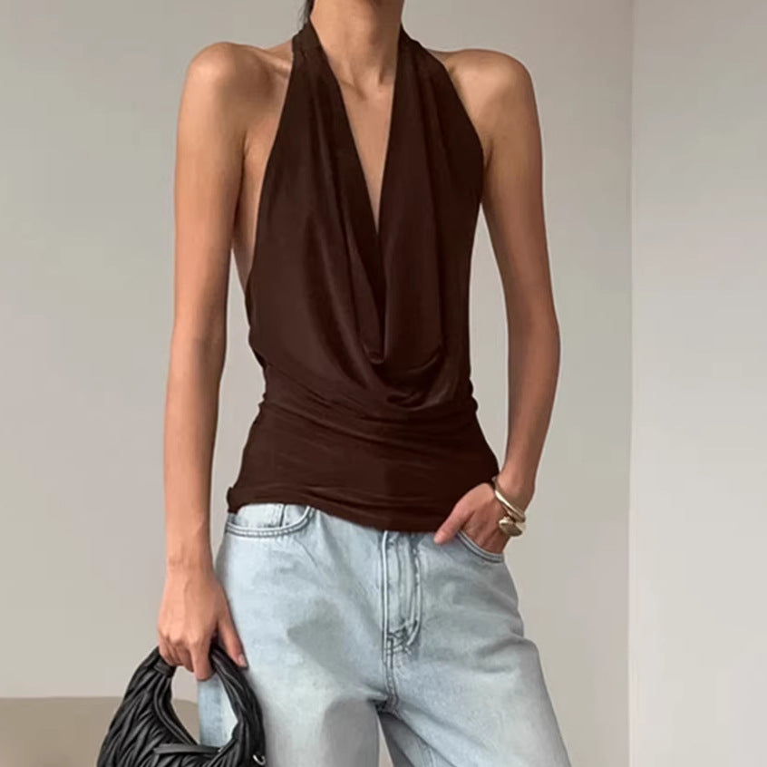 Designer Knitted Backless Boat-Neck Top Women’s Clothing FitiqueFit