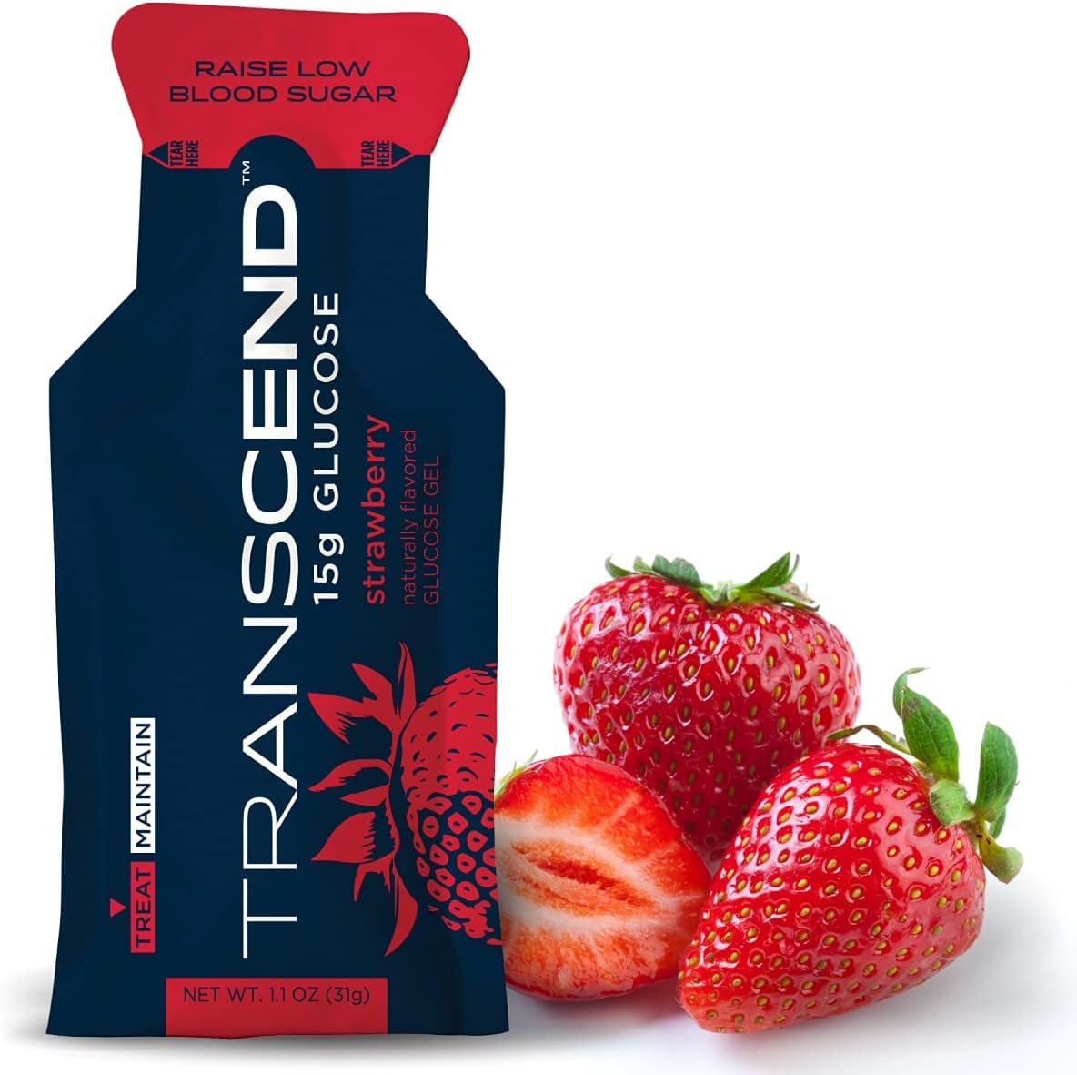 Transcend 15g Glucose Gel, Strawberry Flavor, 3-Pack quakekits.com