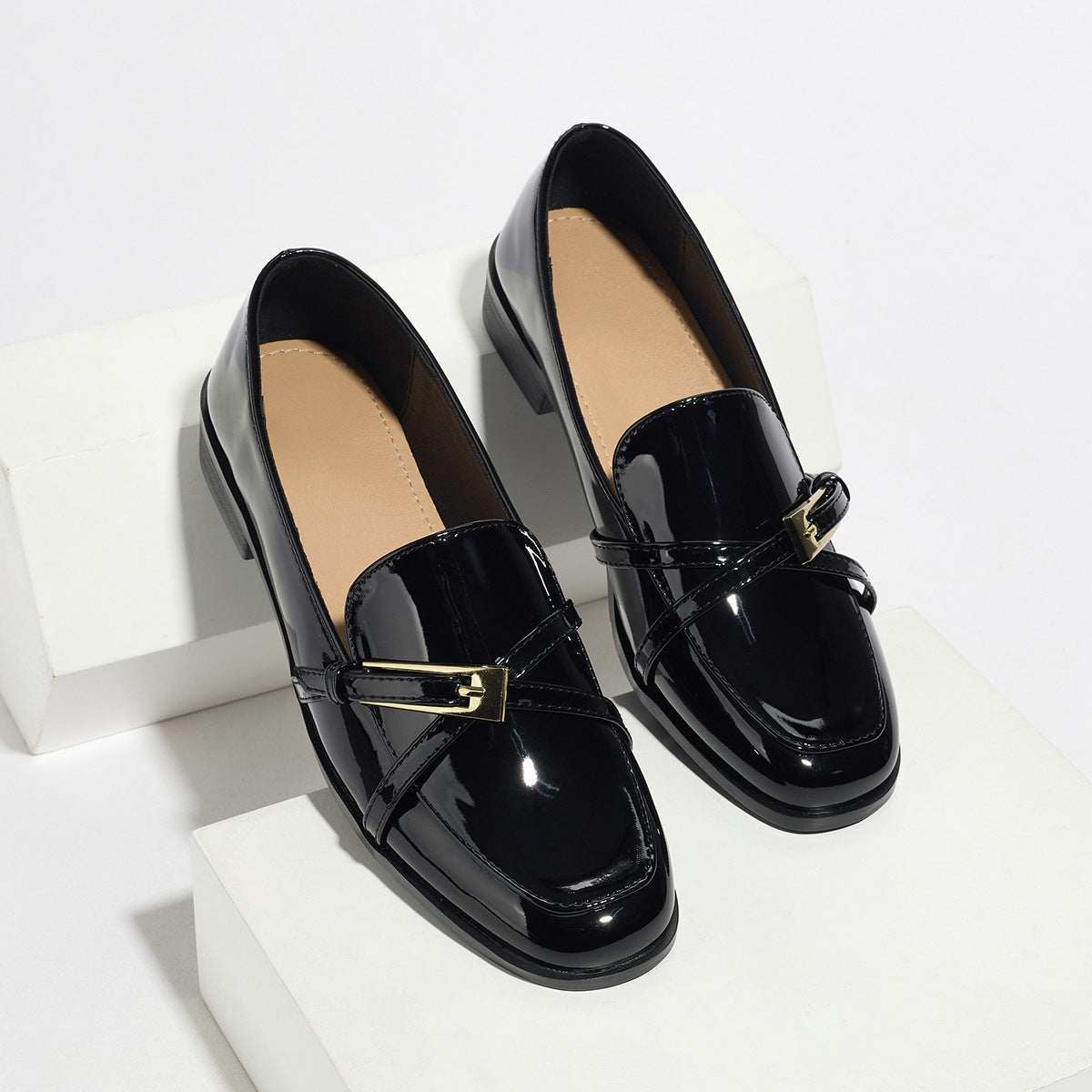 Women’s Patent Leather Square Toe Shoes FitiqueFit