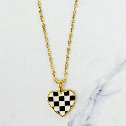 Checkered Heart Necklace Shop Style & More | Fresh Looks, Everyday Deals & Free Shipping