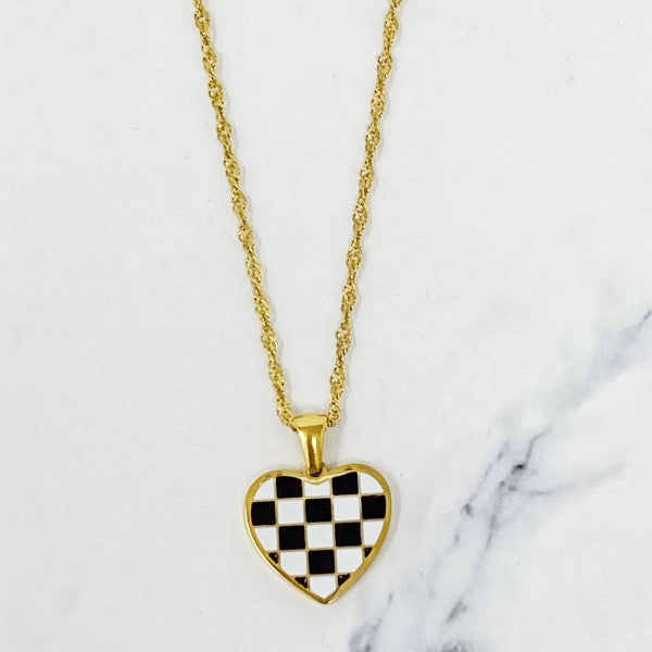 Checkered Heart Necklace Shop Style & More | Fresh Looks, Everyday Deals & Free Shipping