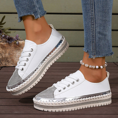 Women’s Plus Size White Sneakers – Chunky Sole Casual Everyday Shoes FitiqueFit