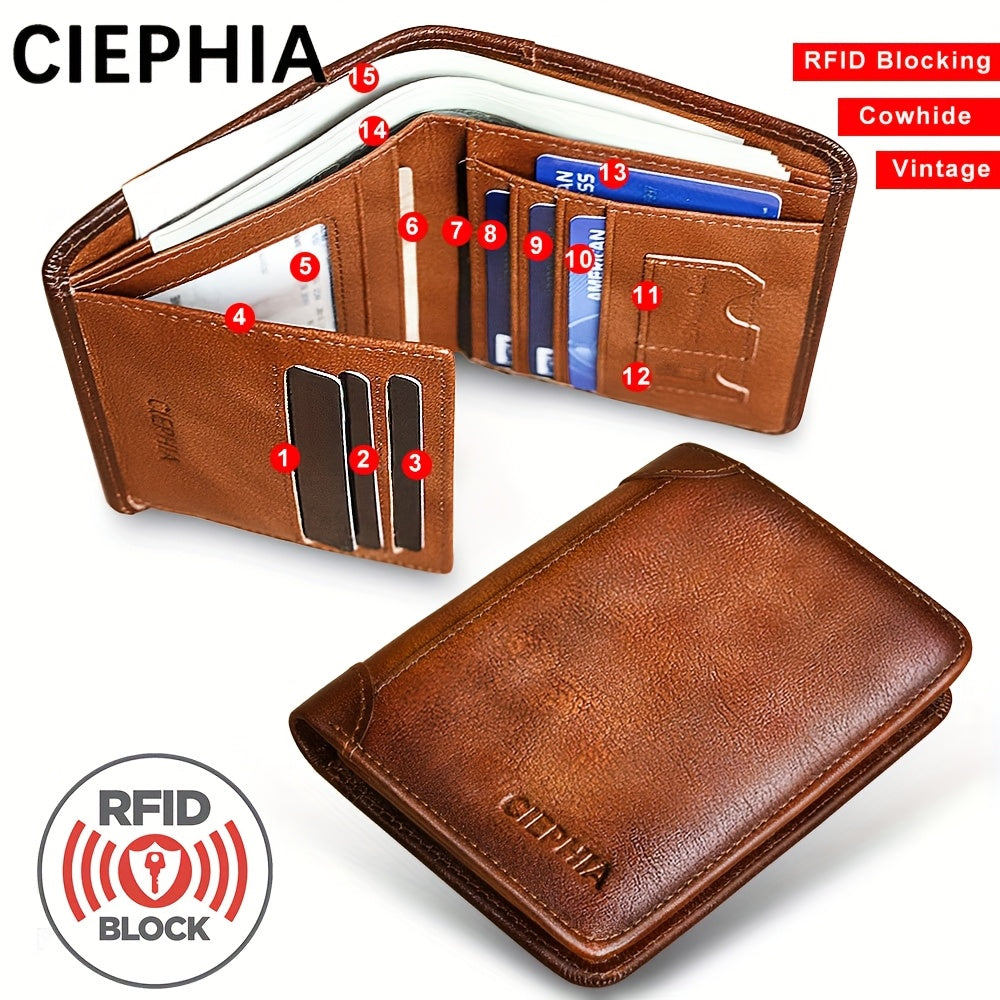 Genuine Leather Men's Wallet/Ultra-Thin Top-Grain Cowhide/Compact Multi-Function ID Credit Card Holder/RFID Blocking/Blessing Card Set/Christmas Valentine's Day Father's Day Gift NovaCart