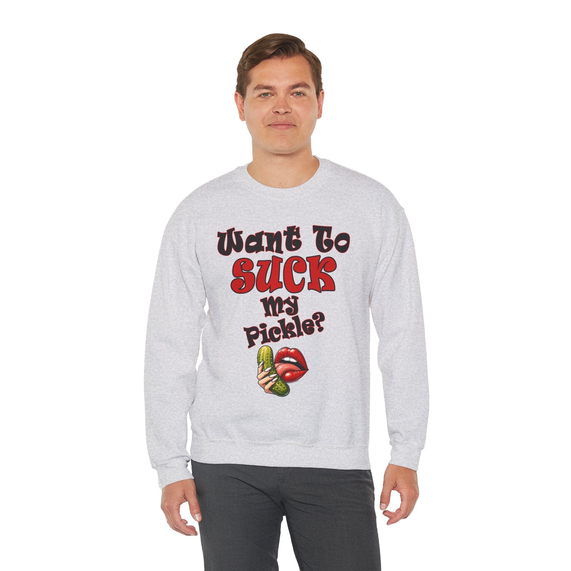 Want To Suck My Pickle Crewneck Sweatshirt The Devil's Pickle