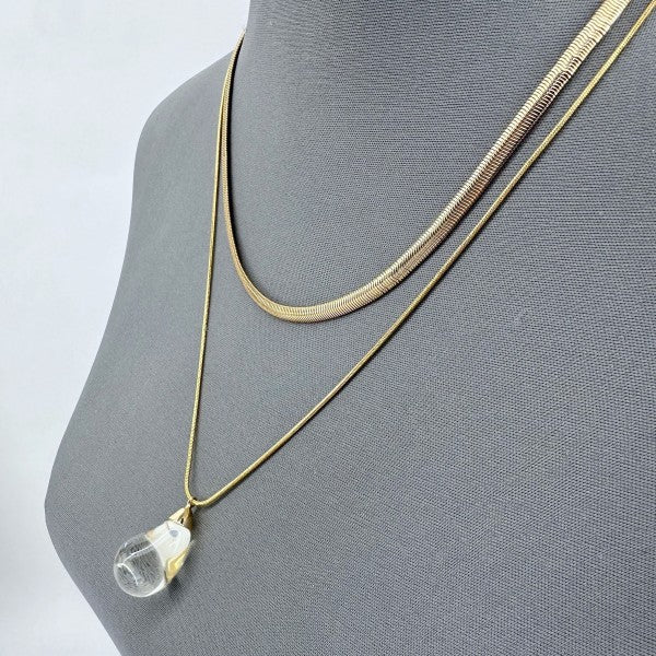 Double Layer Necklace with Clear Teardrop Pendant Shop Style & More | Fresh Looks, Everyday Deals & Free Shipping