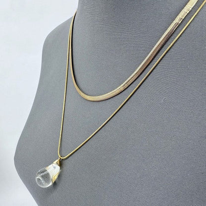 Double Layer Necklace with Clear Teardrop Pendant Shop Style & More | Fresh Looks, Everyday Deals & Free Shipping