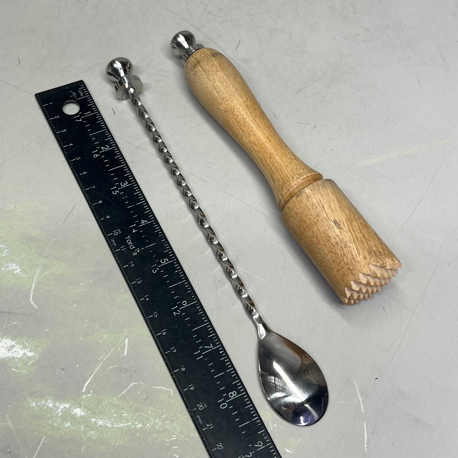 CREATIVE CO-OP Stainless Steel & Mango Wood Bar Tools w/ Stand Set of 5 DG0238 PayWut