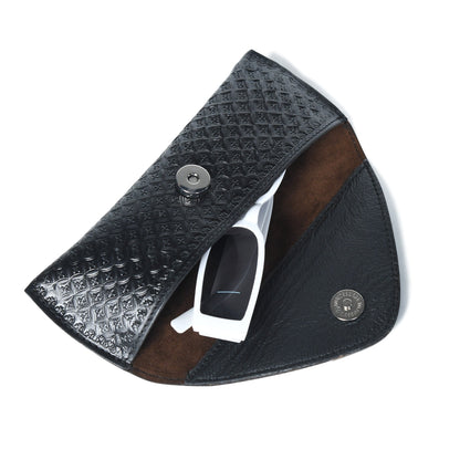 Black Textured Leather Sunglasses Cover Classy Leather Bags