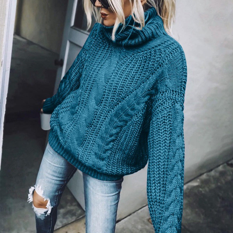 Women's Cable Knit Turtleneck Sweater FitiqueFit