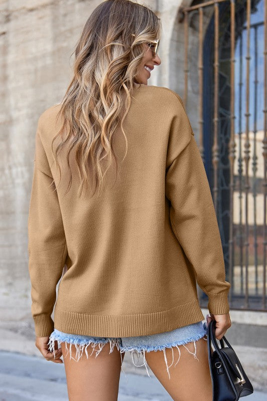 Solid Front Center Seam Drop Shoulder Sweater Shop Style & More | Fresh Looks, Everyday Deals & Free Shipping
