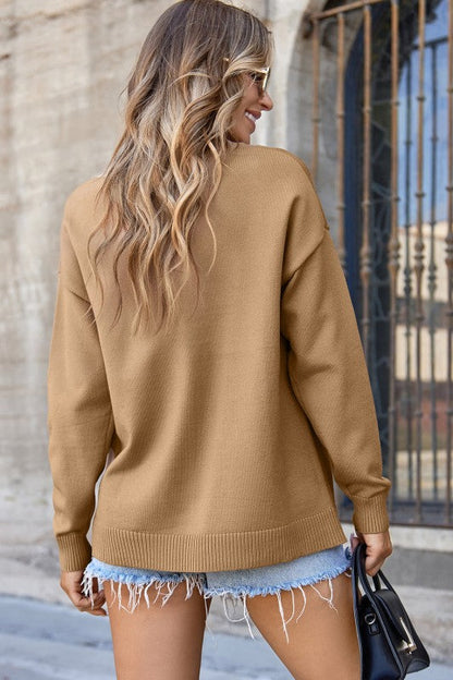 Solid Front Center Seam Drop Shoulder Sweater Shop Style & More | Fresh Looks, Everyday Deals & Free Shipping