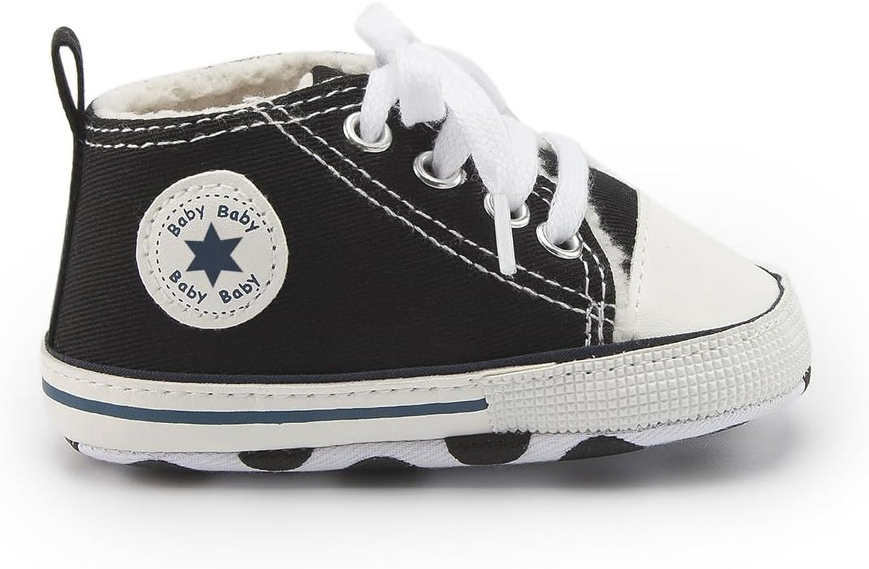 Tutoo Unisex Baby Boys Girls High Top Sneaker Soft Anti-Slip Sole Newborn Infant First Walkers Canvas Denim Shoes