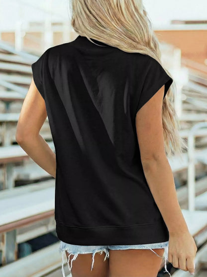 Mock Neck Cap Sleeve Blouse New Era Fashion LLc