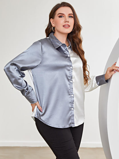 Plus Size Two-Tone Long Sleeve Shirt See size chart under “more details” The Fashion Celestial