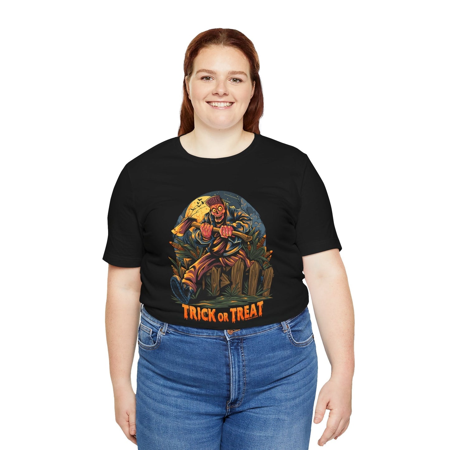Axe Wielding Zombie Trick or Treat T-Shirt The Devil's Pickle