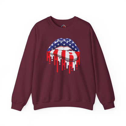 American Flag Lips Crewneck Sweatshirt The Devil's Pickle