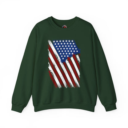 Distressed American Flag Crewneck Sweatshirt The Devil's Pickle