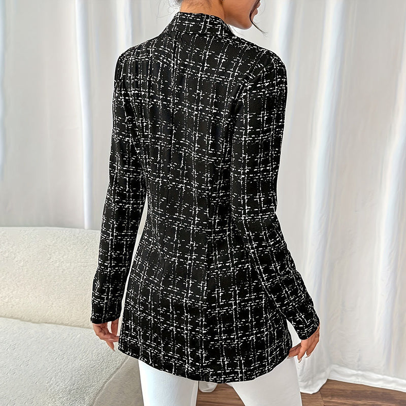 Women’s Plaid Double-Breasted Blazer FitiqueFit