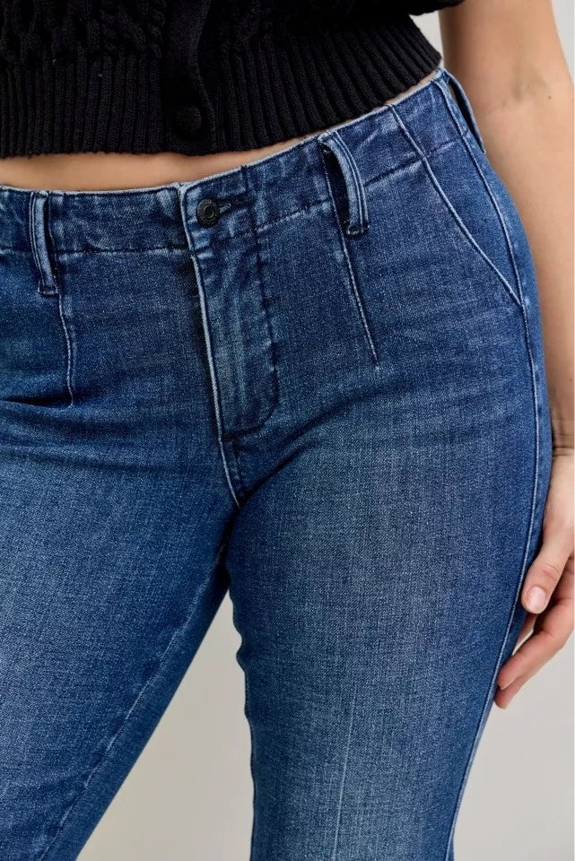 Judy Blue Full Size Mid Rise Bootcut Jeans with Welt Pockets Plus Size Garden Naked Curves