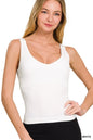 Zenana Ribbed Seamless Bra Padded V-neck Tank Top New Era Fashion LLc