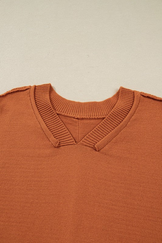 Colorblock Raw Edge Bubble Sleeve V-Neck Sweater Shop Style & More | Fresh Looks, Everyday Deals & Free Shipping