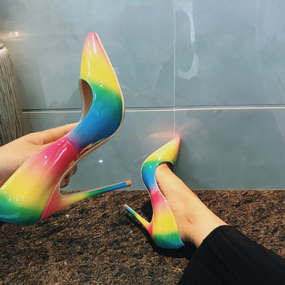 Rainbow super high heels See size chart under “more details” The Fashion Celestial