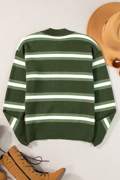 Stripe Drop Shoulder Buttoned Cardigan Sweater Shop Style & More | Fresh Looks, Everyday Deals & Free Shipping