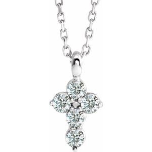 Platinum 1/6 CTW Natural Diamond Cross 16-18" Necklace Ethereal Legacy Boutiques